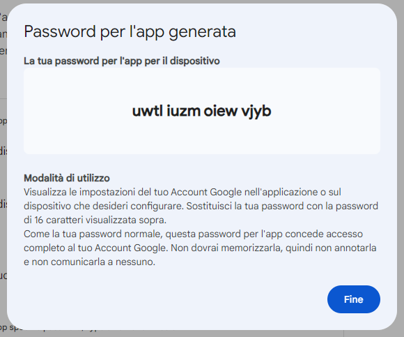 Account Gmail nuova password